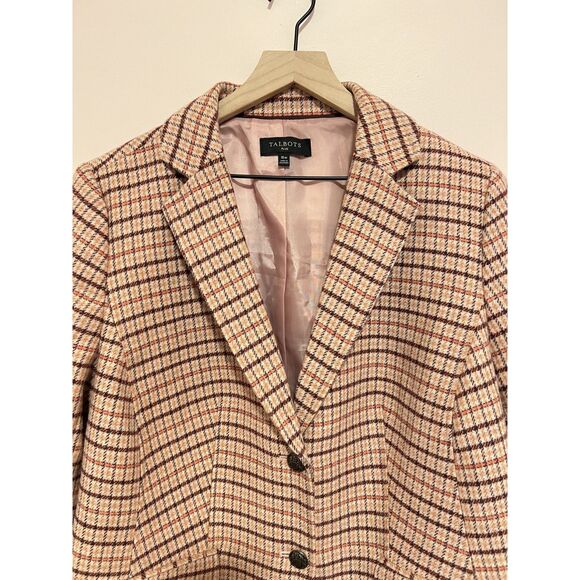 Talbots Classic Shetland Wool Blazer 2 Button in Pink Plaid Size Plus 16W - Picture 5 of 10